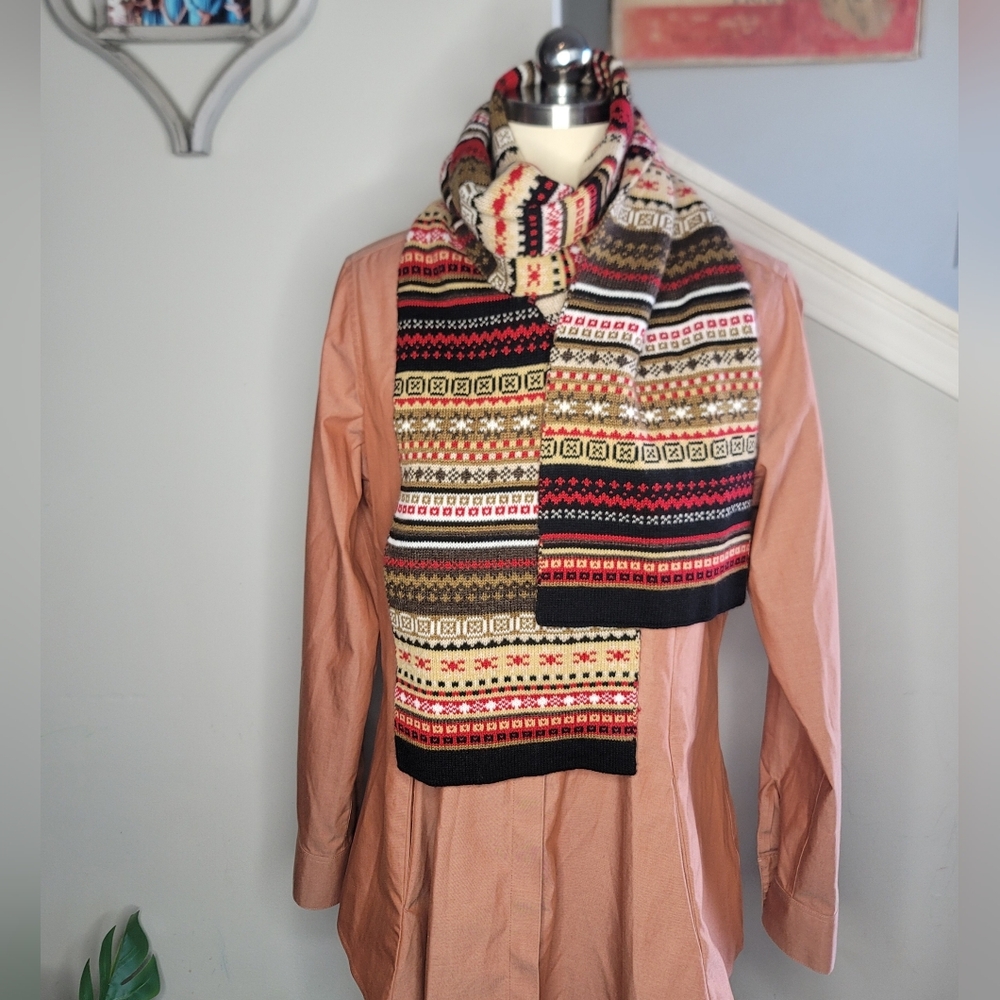Echo Kint Scarf Red Black Tan Acrylic